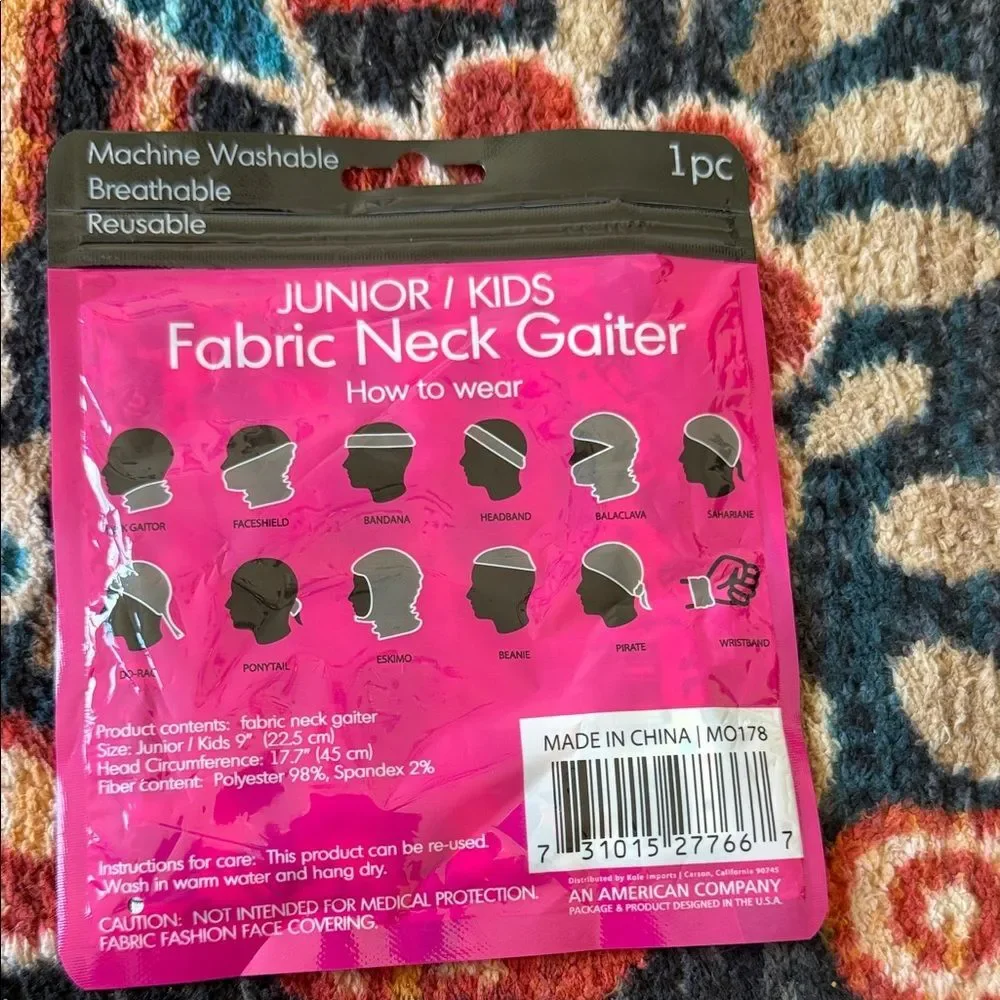 Kids Fabric Neck Gaiter with Fun Print 9”